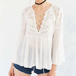Ecote boho Lace Up Babydoll top